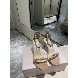 Jimmy Choo Diamond Velvet Leather High Heels For Women Beige