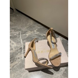 Jimmy Choo Diamond Velvet Leather High Heels For Women Beige