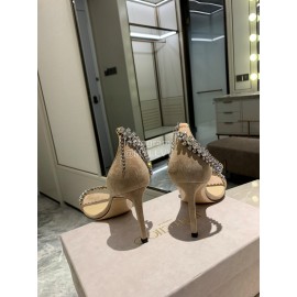 Jimmy Choo Diamond Velvet Leather High Heels For Women Beige