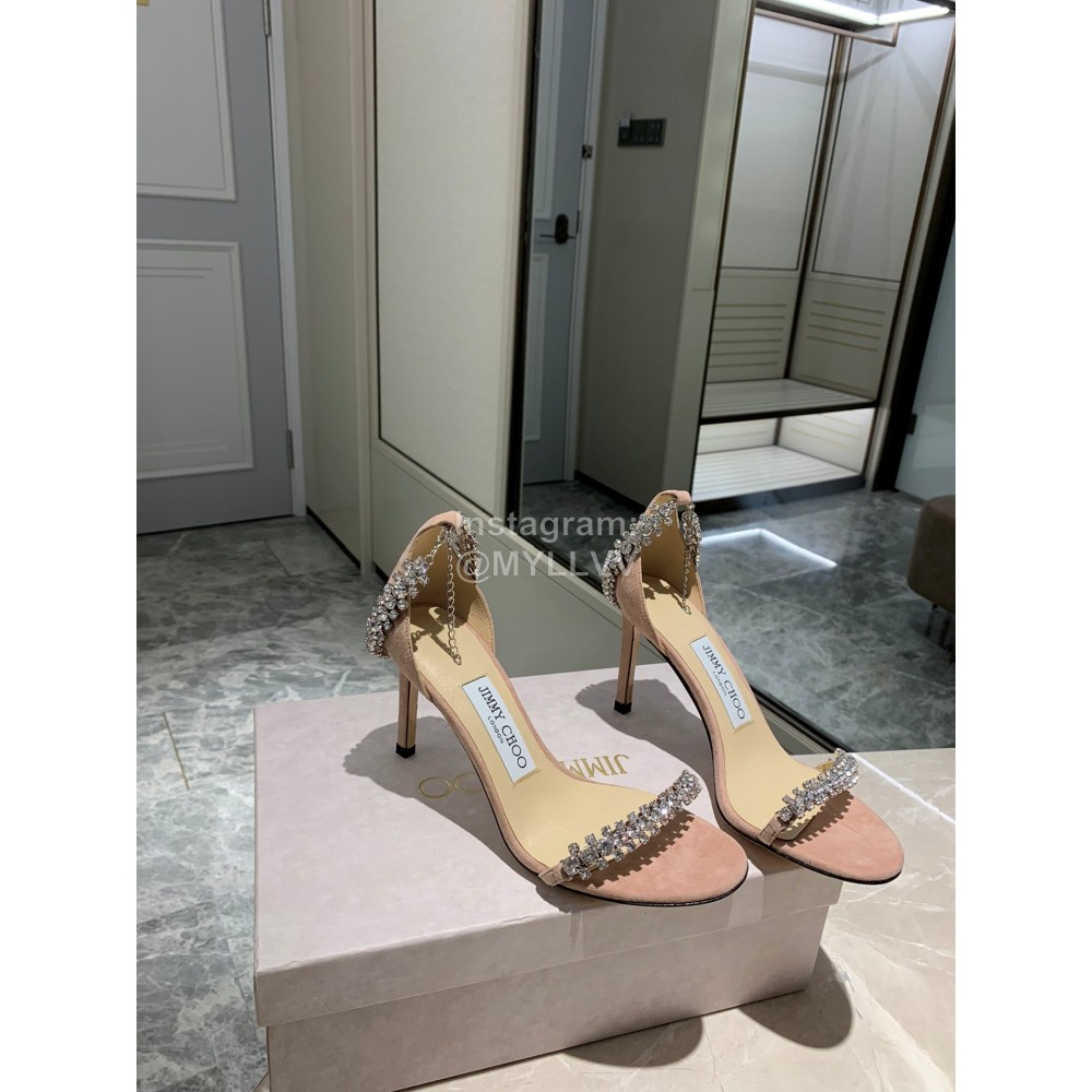 Jimmy Choo Diamond Velvet Leather High Heels For Women Apricot