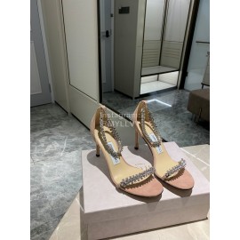 Jimmy Choo Diamond Velvet Leather High Heels For Women Apricot