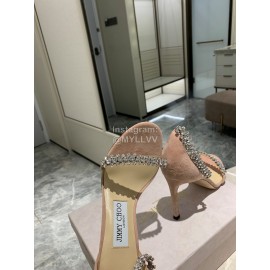 Jimmy Choo Diamond Velvet Leather High Heels For Women Apricot