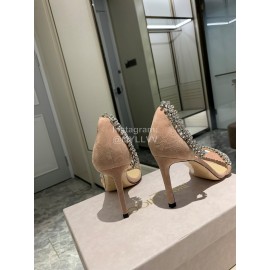 Jimmy Choo Diamond Velvet Leather High Heels For Women Apricot