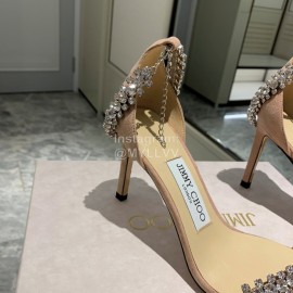 Jimmy Choo Diamond Velvet Leather High Heels For Women Apricot