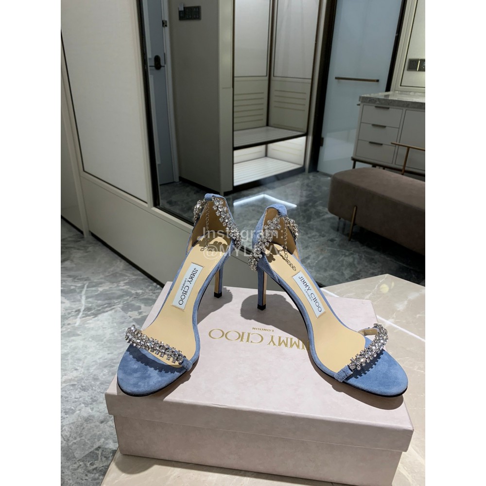 Jimmy Choo Diamond Velvet Leather High Heels For Women Blue