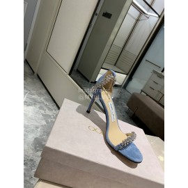Jimmy Choo Diamond Velvet Leather High Heels For Women Blue