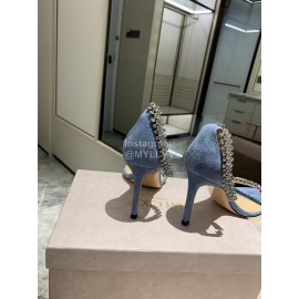 Jimmy Choo Diamond Velvet Leather High Heels For Women Blue