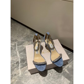 Jimmy Choo Diamond Velvet Leather High Heels For Women Blue