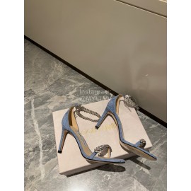 Jimmy Choo Diamond Velvet Leather High Heels For Women Blue