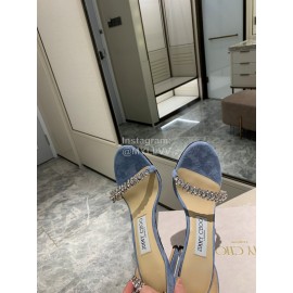 Jimmy Choo Diamond Velvet Leather High Heels For Women Blue