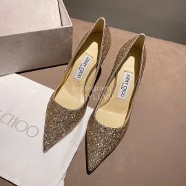 Jimmy Choo Fashion Pointed High Heels Gold For Women 