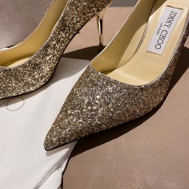 Jimmy Choo Fashion Pointed High Heels Gold For Women 
