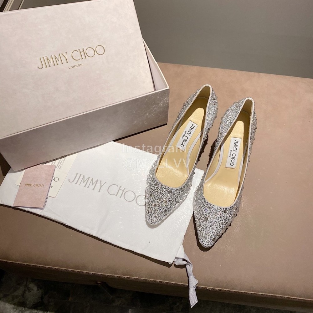 Jimmy Choo Fashion Diamond Leather Pointed High Heels For Women 
