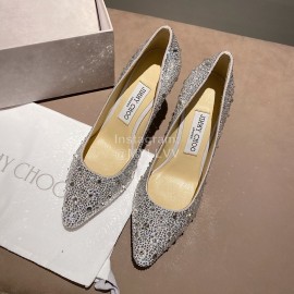 Jimmy Choo Fashion Diamond Leather Pointed High Heels For Women 