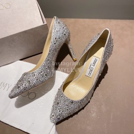 Jimmy Choo Fashion Diamond Leather Pointed High Heels For Women 