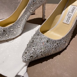 Jimmy Choo Fashion Diamond Leather Pointed High Heels For Women 