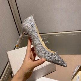 Jimmy Choo Fashion Diamond Leather Pointed High Heels For Women 