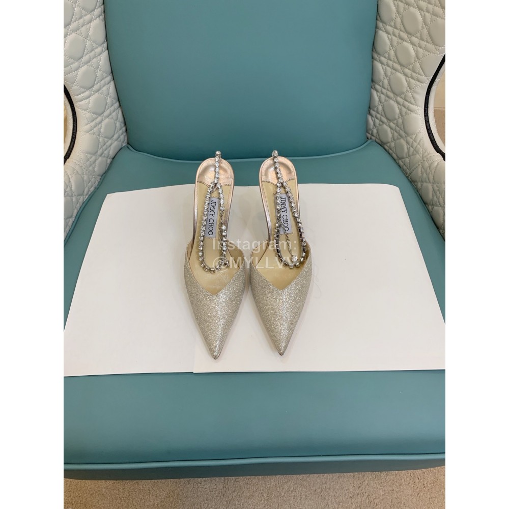 Jimmy Choo Crysta Blingbling Diamond Sheepskin High Heels For Women 