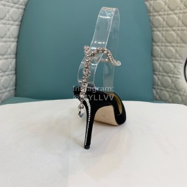 Jimmy Choo Crysta Blingbling Diamond Sheepskin High Heels For Women Black