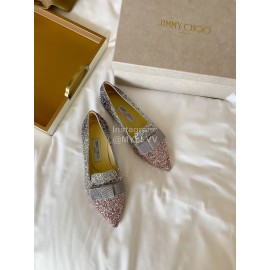Jimmy Choo Bow Blingbling Pointed Flat Heels For Women Purple