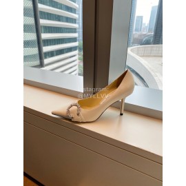 Jimmy Choo Sheepskin Diamond Buckle High Heels For Women 