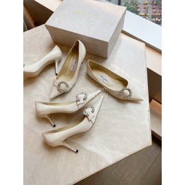 Jimmy Choo Sheepskin Diamond Buckle High Heels For Women 