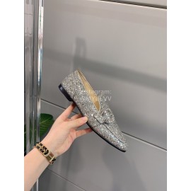 Jimmy Choo Blingbling Sheepskin Diamond Buckle Loafers For Women 