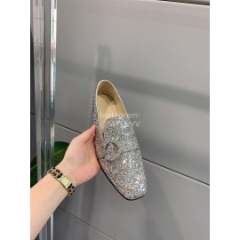 Jimmy Choo Blingbling Sheepskin Diamond Buckle Loafers For Women 