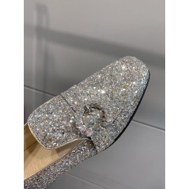 Jimmy Choo Blingbling Sheepskin Diamond Buckle Loafers For Women 