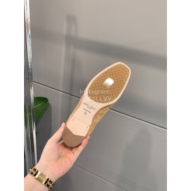 Jimmy Choo Velvet Leather Diamond Buckle Loafers For Women Apricot