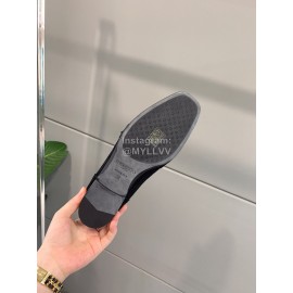 Jimmy Choo Velvet Leather Diamond Buckle Loafers For Women Black