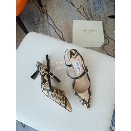 Jimmy Choo New Cowhide Pointed High Heeled Sandals For Women Beige