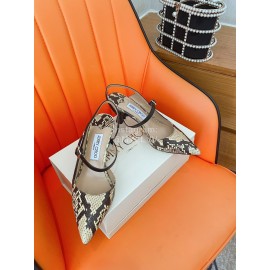 Jimmy Choo New Cowhide Pointed High Heeled Sandals For Women Beige