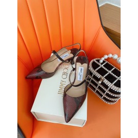 Jimmy Choo New Cowhide Pointed High Heeled Sandals For Women Wine Red