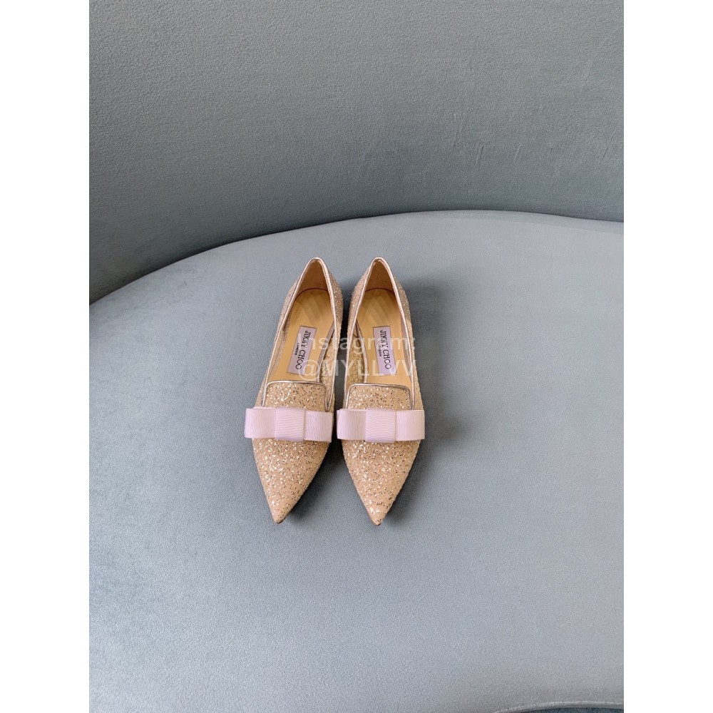 Jimmy Choo New Blingbling Bow Mesh Flat Heels For Women 