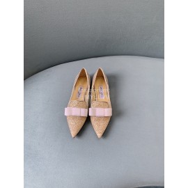 Jimmy Choo New Blingbling Bow Mesh Flat Heels For Women 