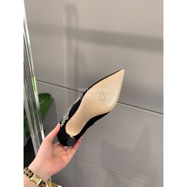 Jimmy Choo New Sheepskin Velvet High Heeled Boots For Women Black