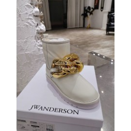 Jw Anderson Winter Warm Wool Boots For Women White