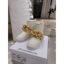 Jw Anderson Winter Warm Wool Boots For Women White