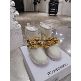 Jw Anderson Winter Warm Wool Boots For Women White