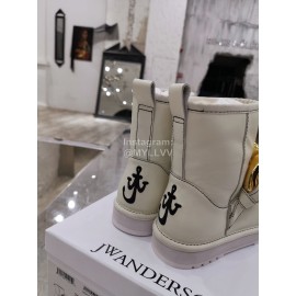 Jw Anderson Winter Warm Wool Boots For Women White
