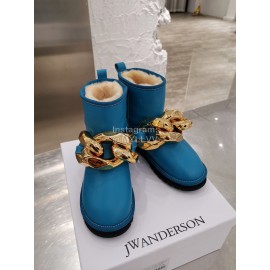 Jw Anderson Winter Warm Wool Boots For Women Blue