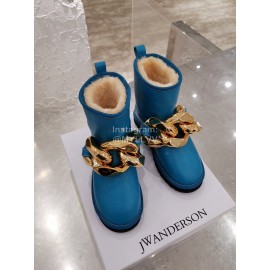 Jw Anderson Winter Warm Wool Boots For Women Blue