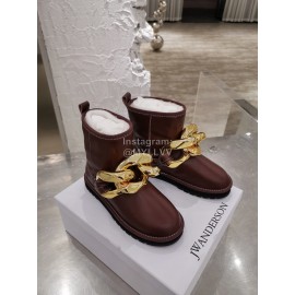 Jw Anderson Winter Warm Wool Boots For Women Brown