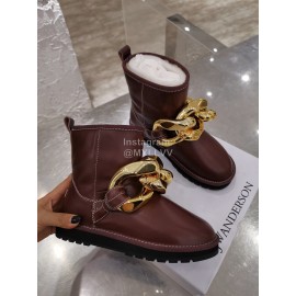 Jw Anderson Winter Warm Wool Boots For Women Brown