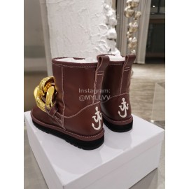 Jw Anderson Winter Warm Wool Boots For Women Brown