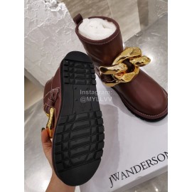 Jw Anderson Winter Warm Wool Boots For Women Brown