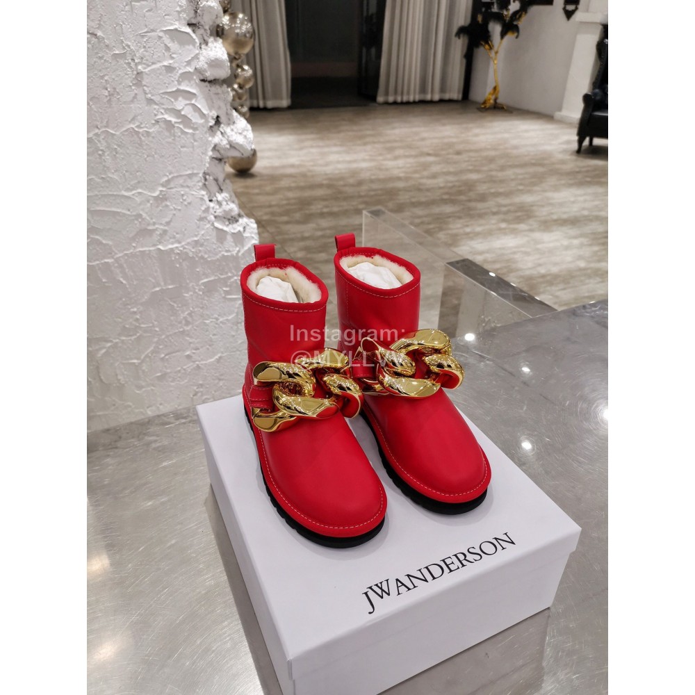 Jw Anderson Winter Warm Wool Boots For Women Red