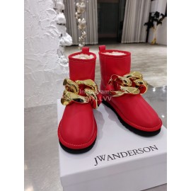 Jw Anderson Winter Warm Wool Boots For Women Red