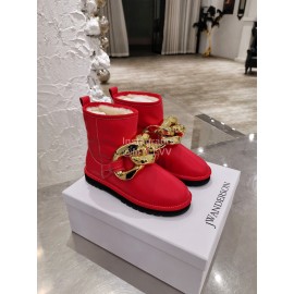 Jw Anderson Winter Warm Wool Boots For Women Red
